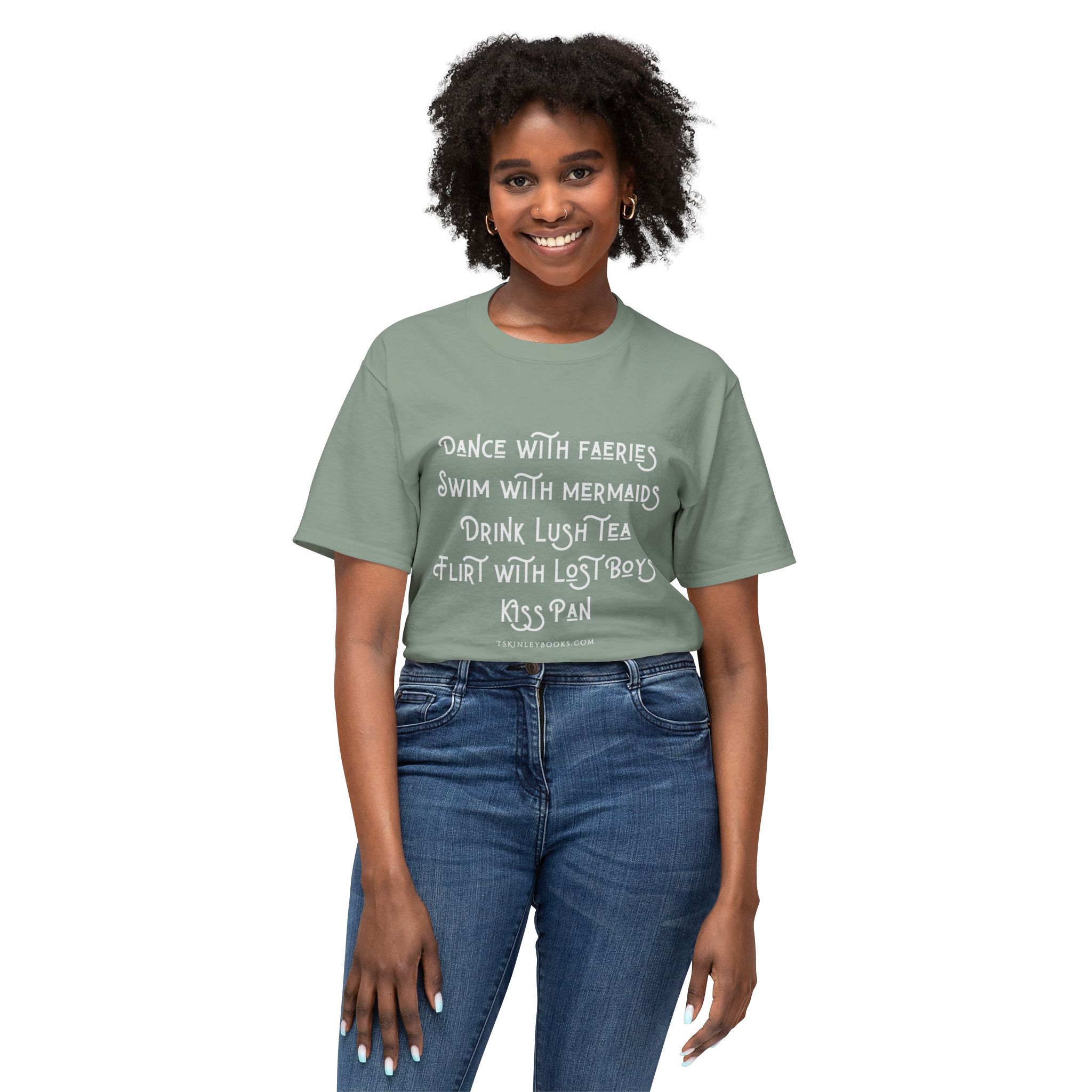 Fantasy Quote T-Shirt — "Dance with Faeries, Swim with Mermaids" Graphic Tee - Image 3